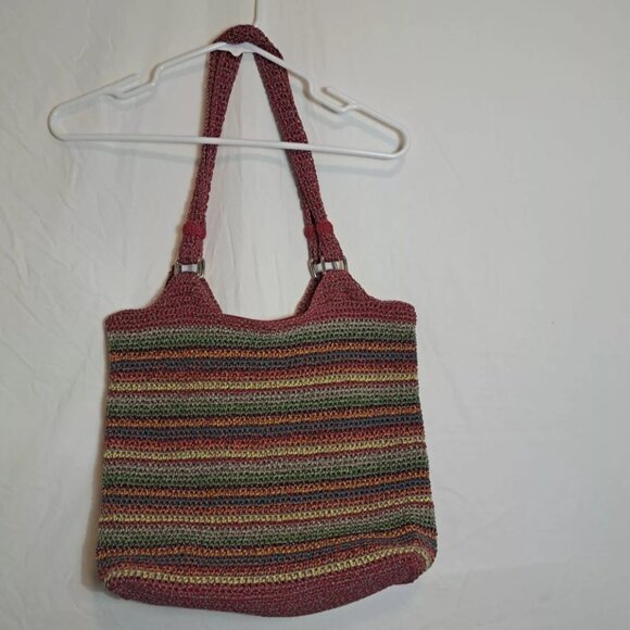 The Sak Satchel Hobo Shoulder Bag Crochet Knit Rainbow Colors‎ Boho Bohemian - Picture 2 of 12